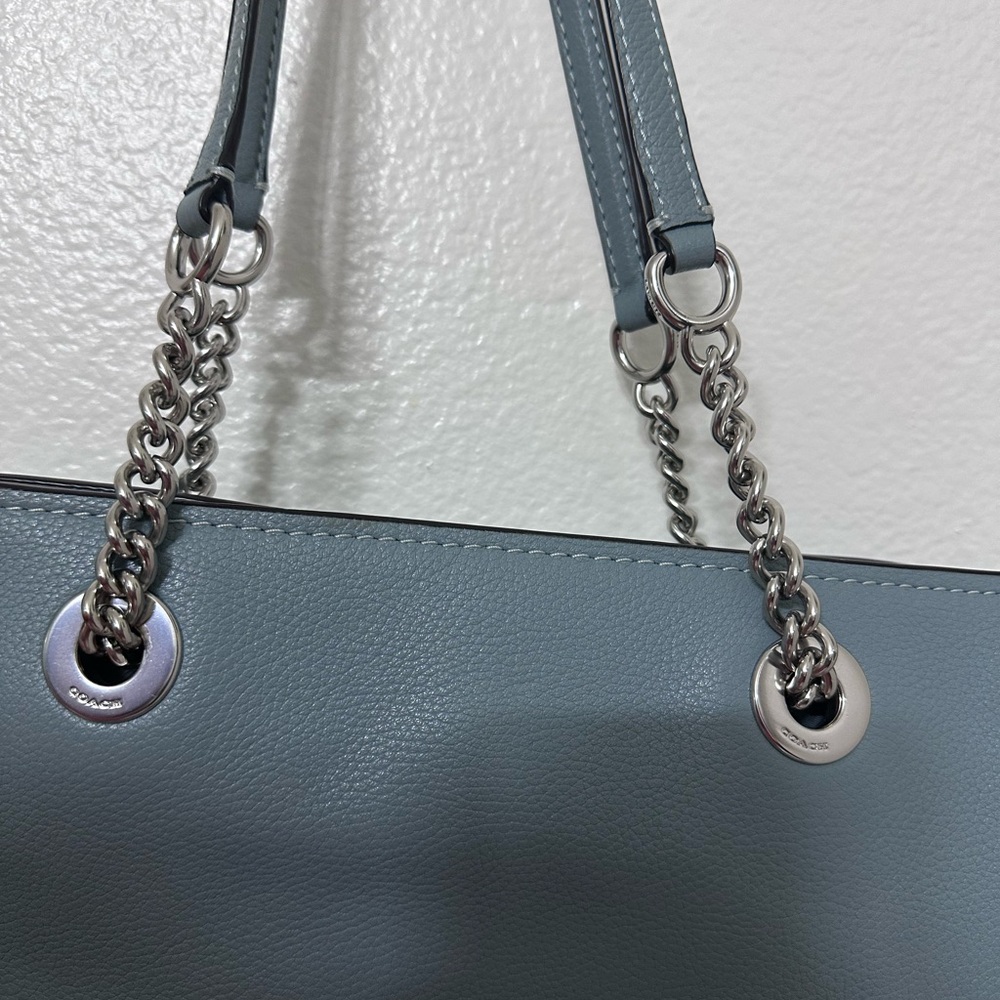 Coach Blue Leather Tote Bag - Picture 8 of 11